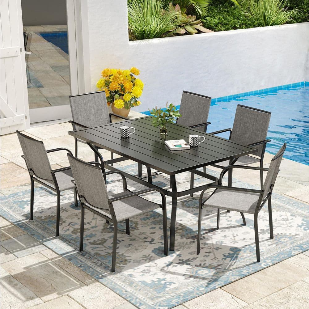 7-Piece Rectangular Outdoor Dining Set with Stackable Chairs price history on PriceWatchPro
