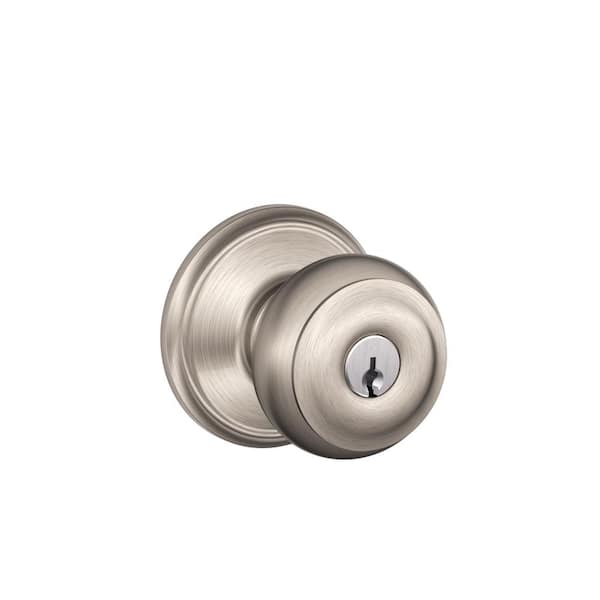 Schlage Georgian Bright Brass Exterior Keyed Entry Door Knob in the Door  Knobs department at