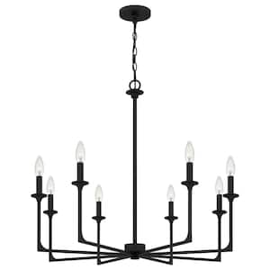 Prescott 8-Light Matte Black Candlestick Chandelier