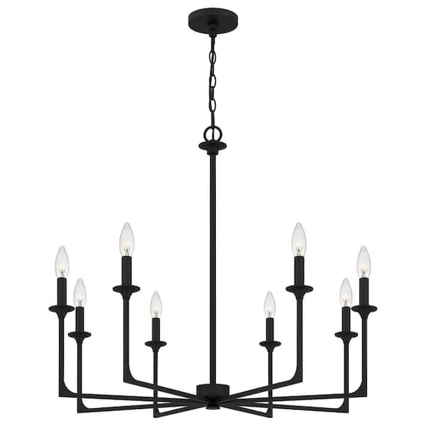 Prescott 8-Light Matte Black Candlestick Chandelier