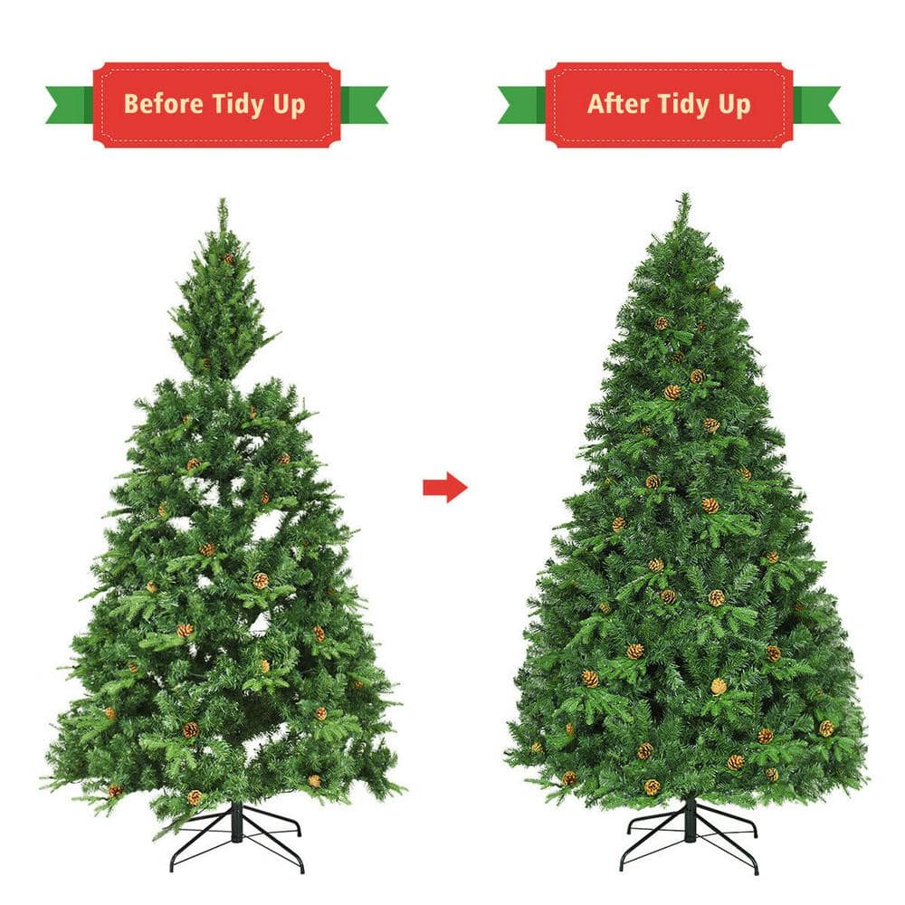 8ft Pre-lit Artificial Pine Christmas Tree with Warm White LED Lights