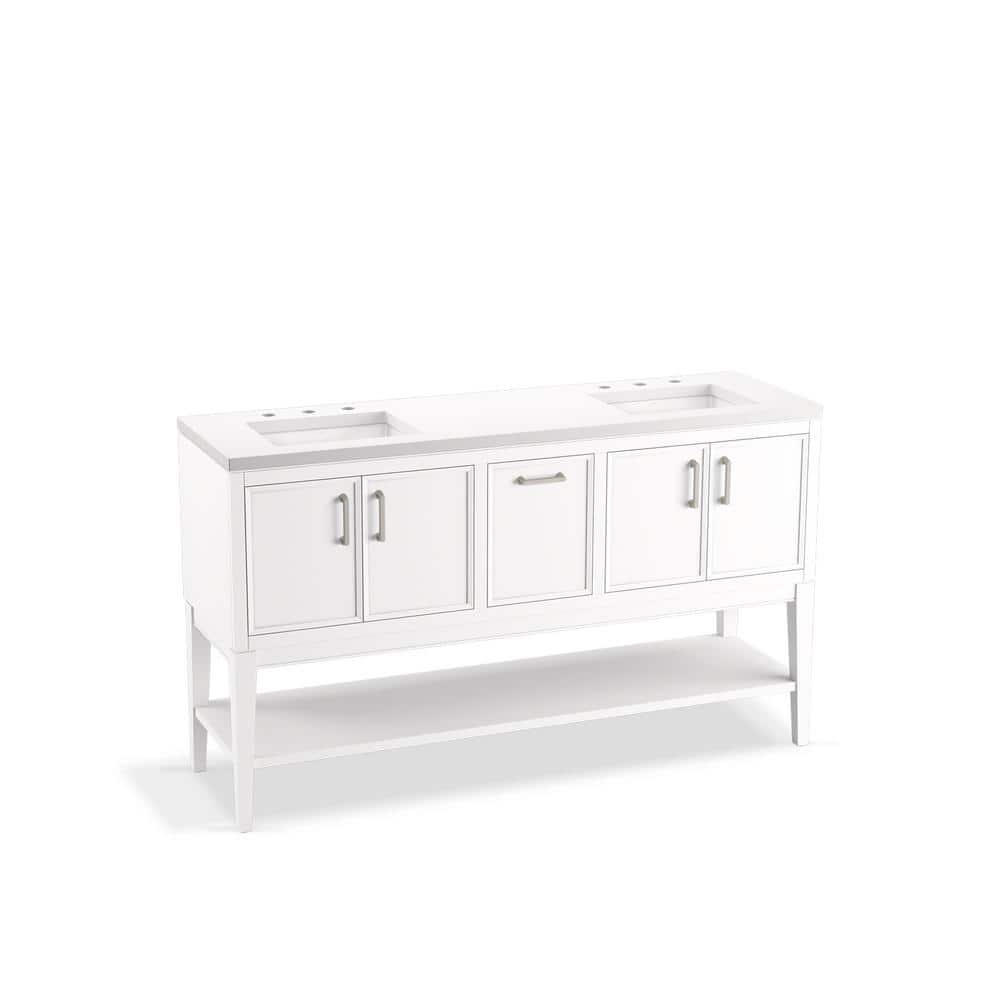 Winnow 60-Inch White Double Sink Bathroom Vanity Set