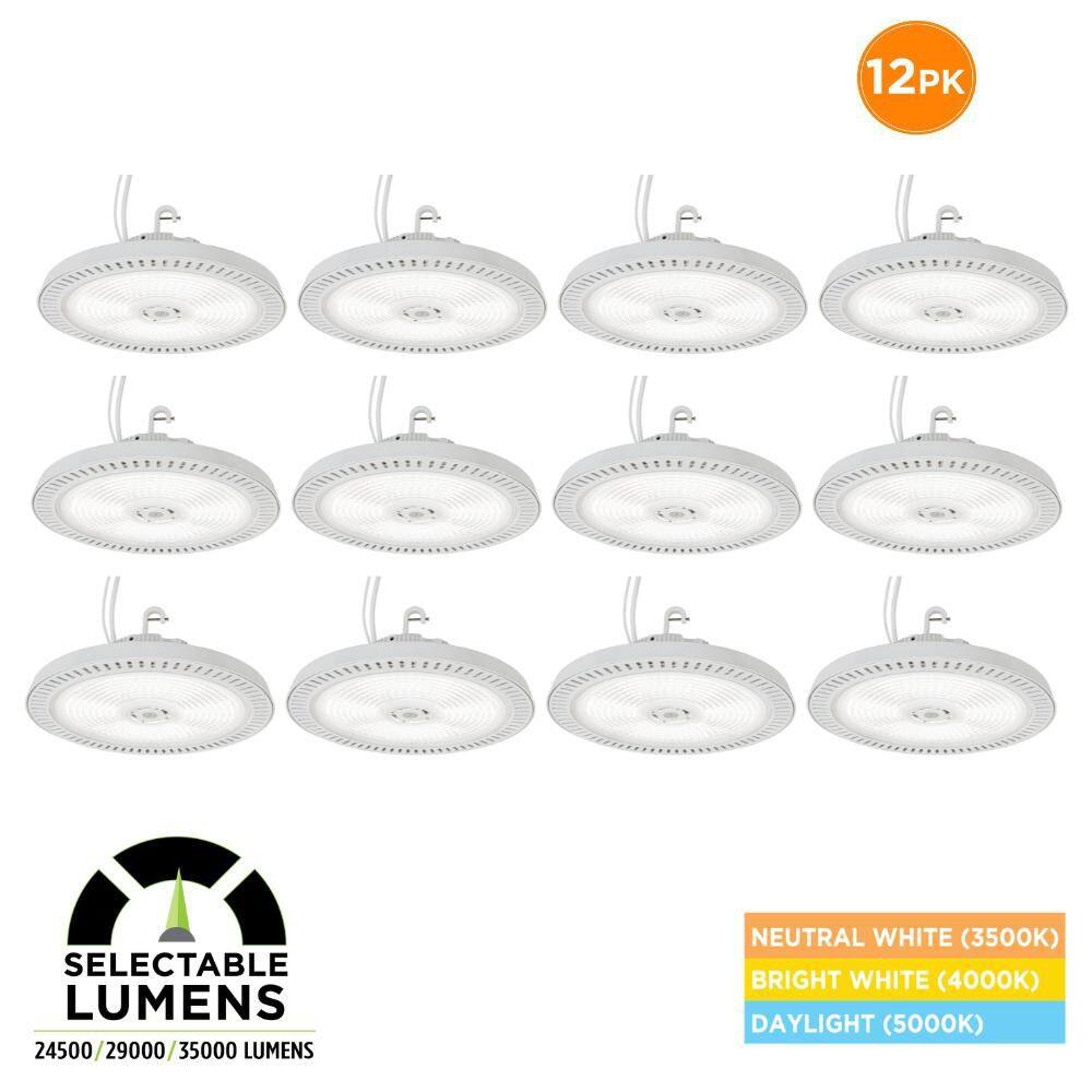 12-Pack 1.1 ft. 1000-Watt Equivalent Industrial White LED High Bay Light, 35000 Lumens, Selectable 3500K 4000K 5000K price history on PriceWatchPro