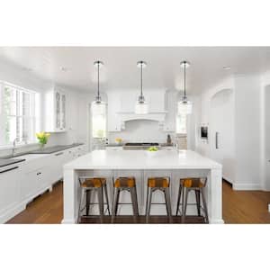 Timeless Home Kali 1-Light Pendant in Chrome with 6.7 in. W x 7.5 in. H Clear Glass Shade