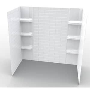 60 in. W x 58 in. H Polystyrene Glue-Up Tub and Shower Surrounds in Classic Subway Tile Pattern