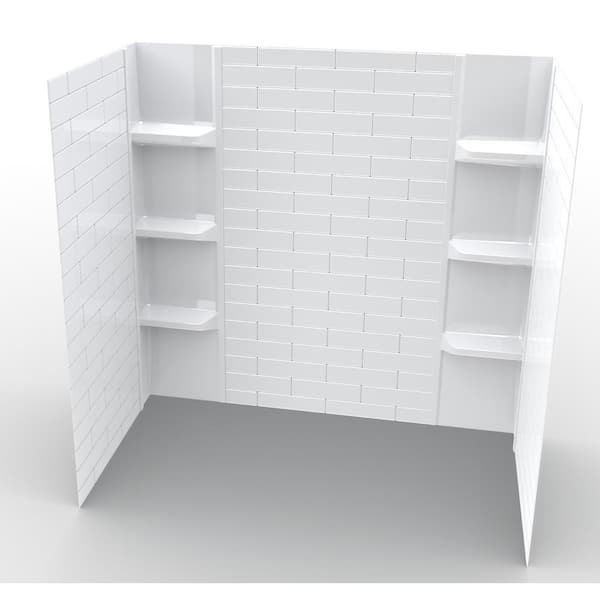 Unbranded 60 in. W x 58 in. H Polystyrene Glue-Up Tub and Shower Surrounds in Classic Subway Tile Pattern