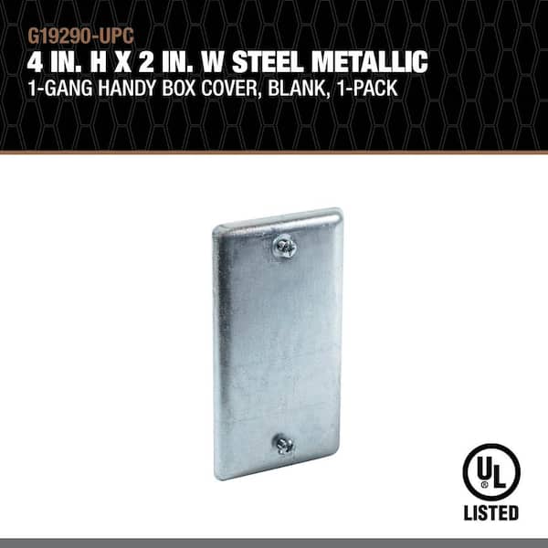 4 in. H x 2 in. W Steel Metallic 1-Gang Blank Handy Box Cover (1-Pack)