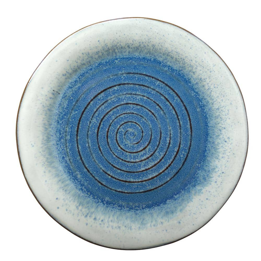 Talia Blue Porcelain Swirl 16-Piece Dinnerware Set, Service for 4