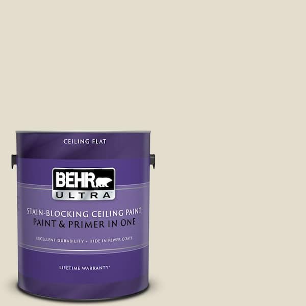 BEHR ULTRA 1 gal. #UL190-14 Vintage Linen Ceiling Flat Interior Paint and Primer in One