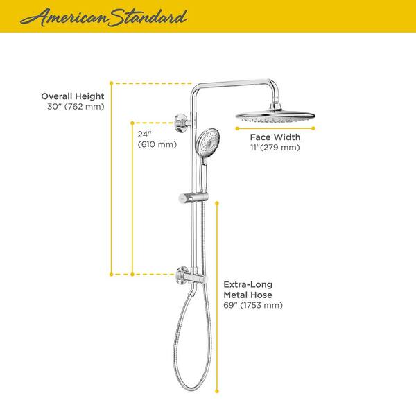 American Standard Spectra Versa Duschsystem – Nachrüst-Set Mit 7 Zoll Duschkopf, Handbrause Und Gleitstange, Chrom