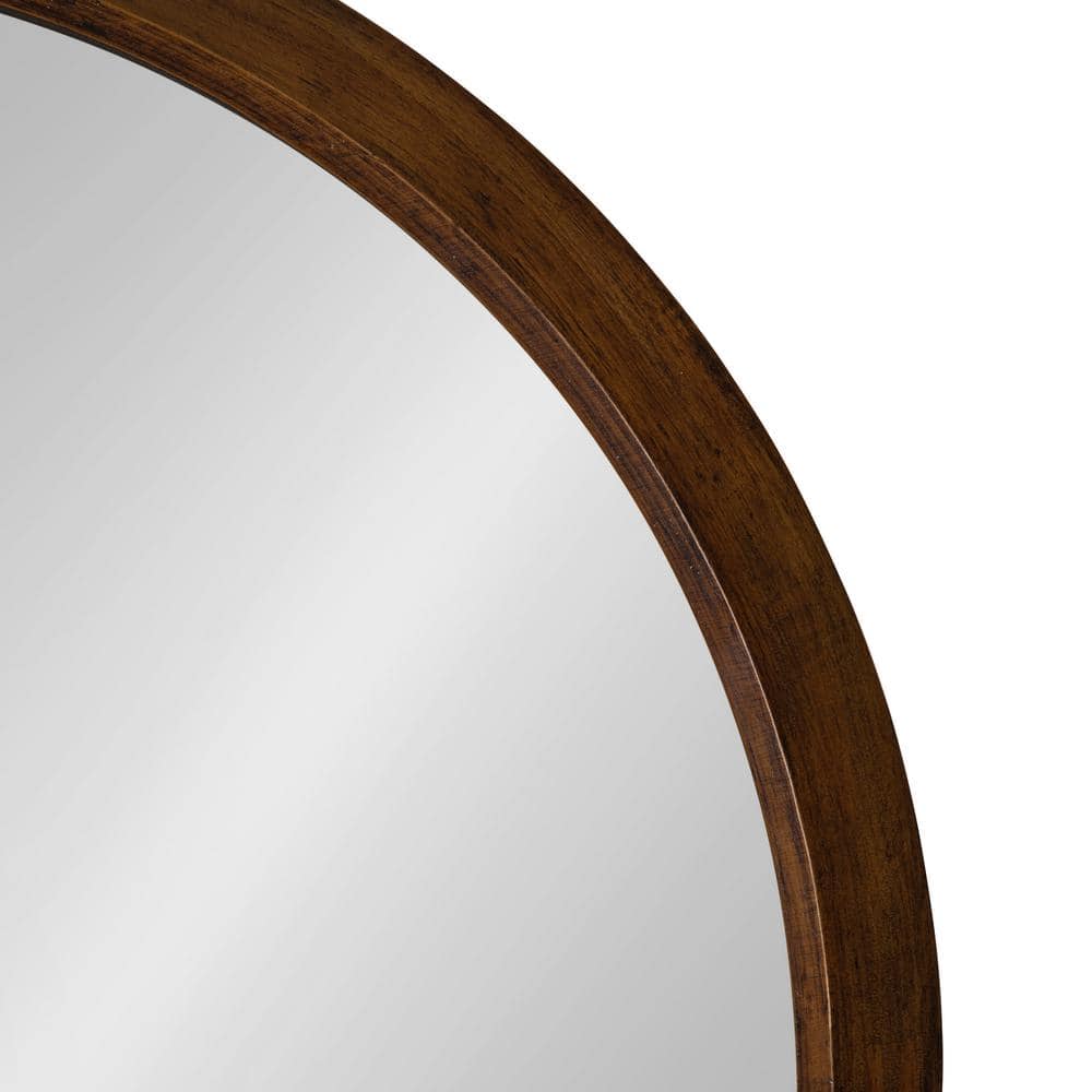 Walnut Brown 27'' Round Wooden Frame Uldrich Wall Mirror
