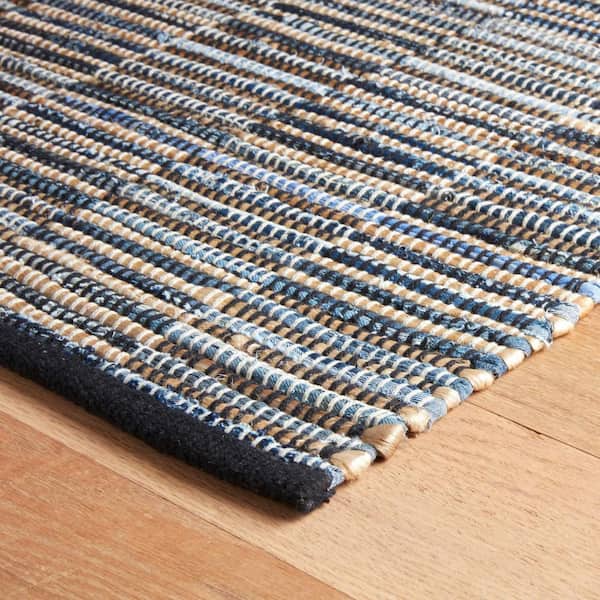 Denim Rag Gridwork Handwoven Cotton Blue 10 ft. x 14 ft. Indoor Area Rug