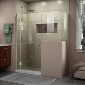Unidoor-X 59 in. W x 30-3/8 in. D x 72 in. H Frameless Hinged Shower Enclosure in Brushed Nickel