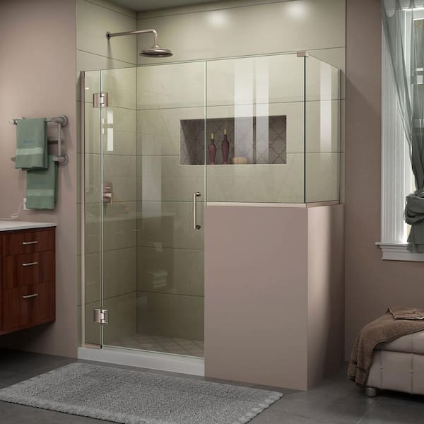 DreamLine Unidoor-X 59 in. W x 30-3/8 in. D x 72 in. H Frameless Hinged Shower Enclosure in Brushed Nickel