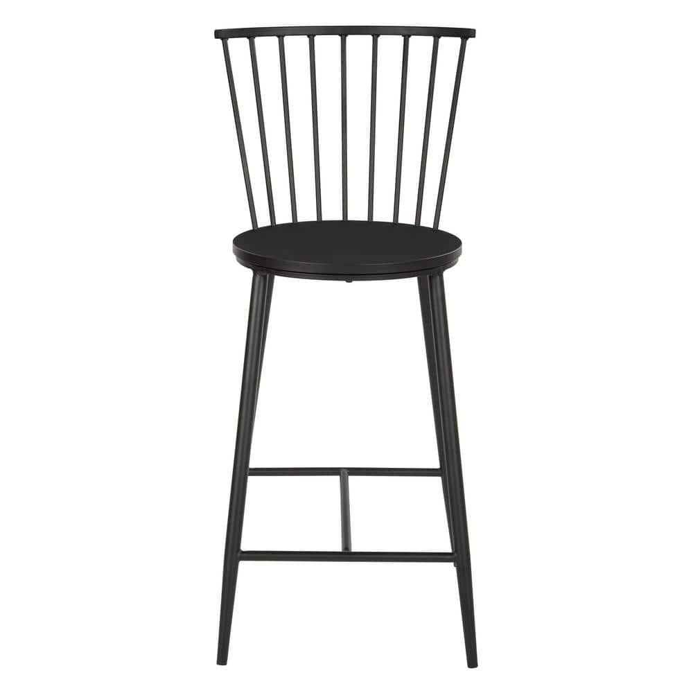 Bryce 26" Sleek Black Metal and Wood Counter Stool