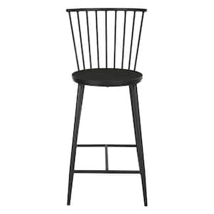 26 in. Black Bryce Counter Stool with Metal Frame