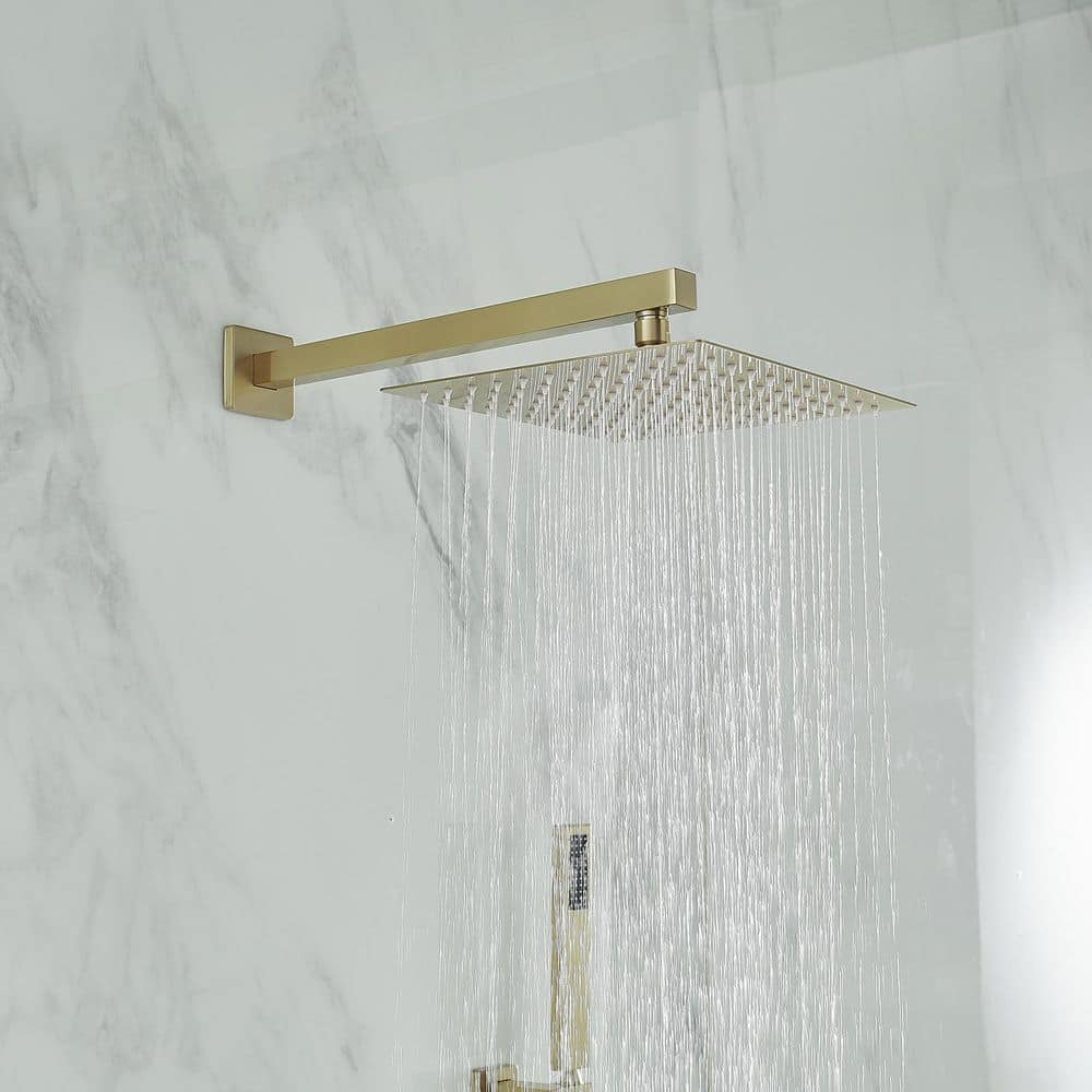 Brushed Gold Stainless Steel Wall Mounted Rain Shower System