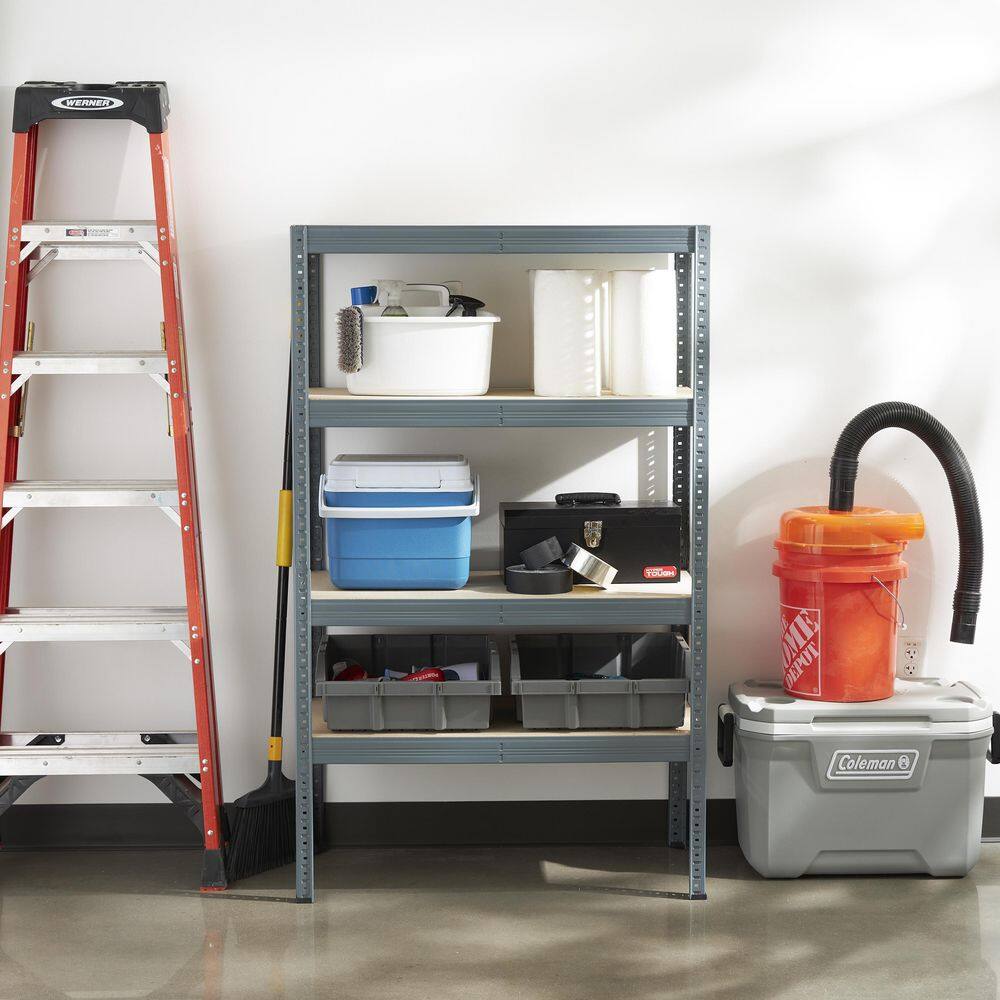 Gray 36x60" 4-Tier Adjustable Steel Storage Shelving Unit