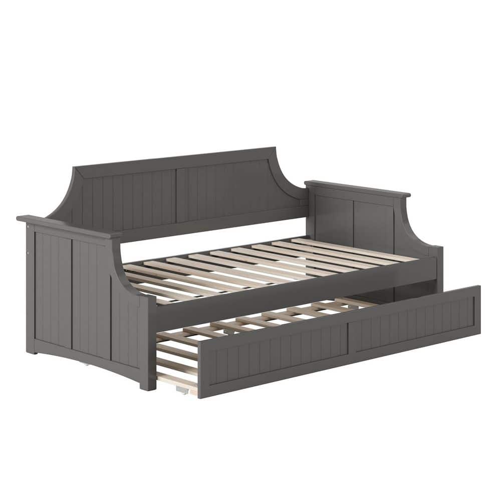 Cambridge Gray Twin Wood Daybed with Trundle and Storage