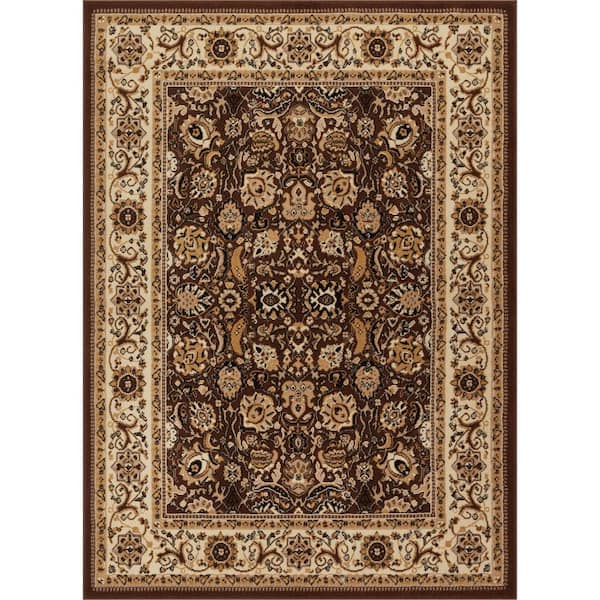 Well Woven Persa Tabriz 5 ft. 3 in. x 7 ft. 3 in. Traditional Oriental Persian Brown Area Rug