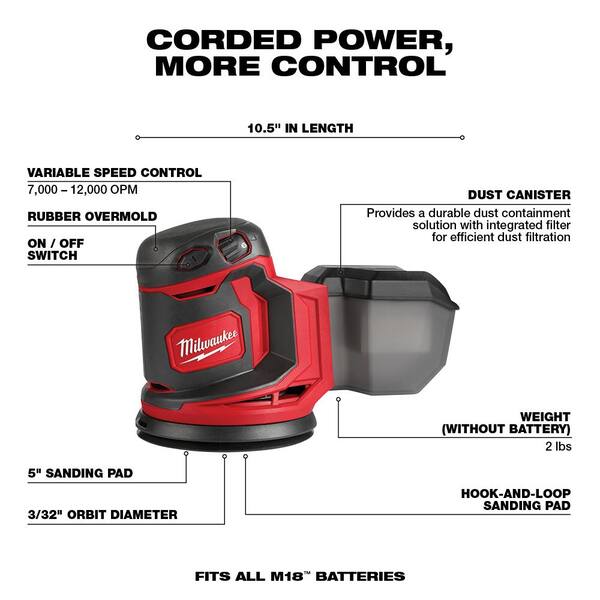 Milwaukee M18 18V Lithium-Ion Cordless Combo Tool Kit (6-Tool) w/ Wet/Dry Vacuum and Random Orbit Sander