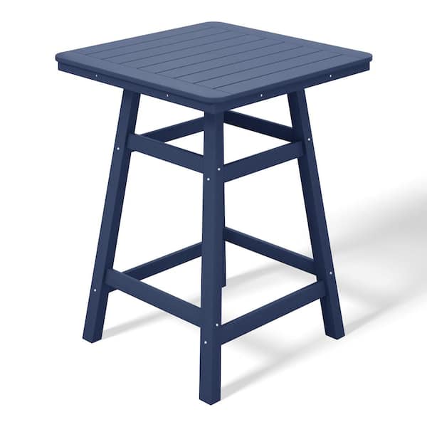 WESTIN OUTDOOR Laguna 30 in. Square HDPE Plastic Counter Height Outdoor Dining High Top Bar Table in Navy Blue