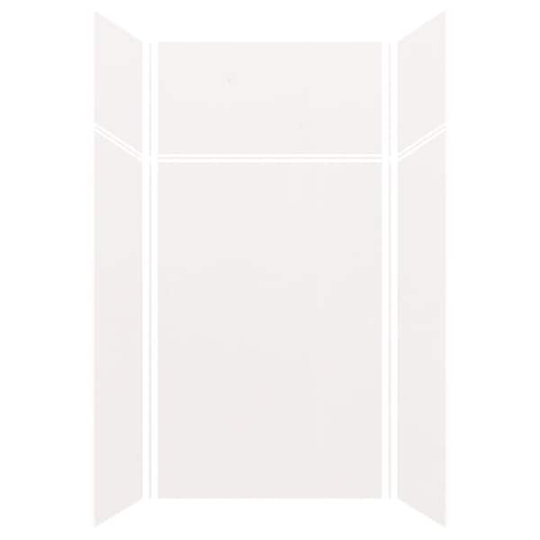 Expressions 36 in. x 48 in. x 96 in. 4-Piece Easy Up Adhesive Alcove Shower Wall Surround in White
