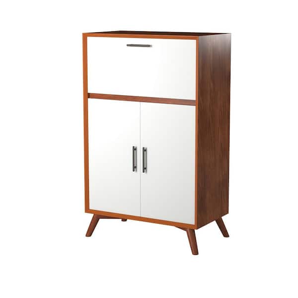 Alpine Furniture Flynn Acorn/White 32 in. W Large Bar Cabinet