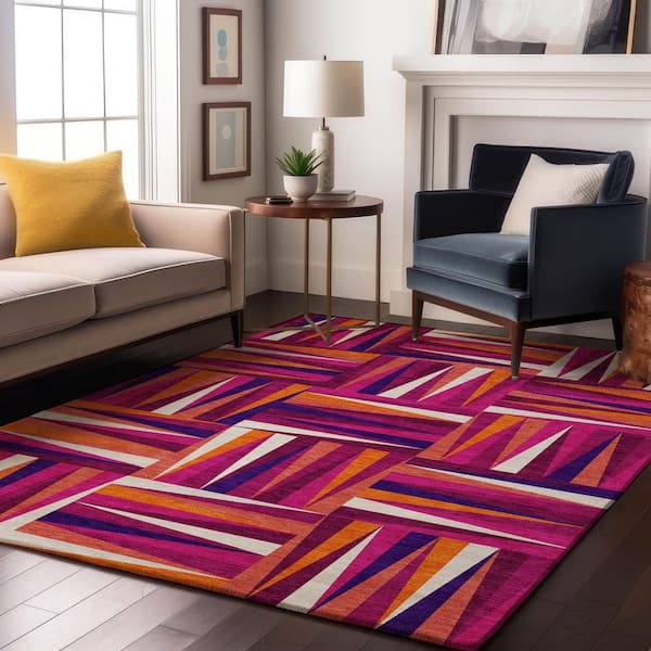 Mayfield Premium Machine Washable Abstract AMF1012 Garnet 10 ft. x 14 ft. Area Rug