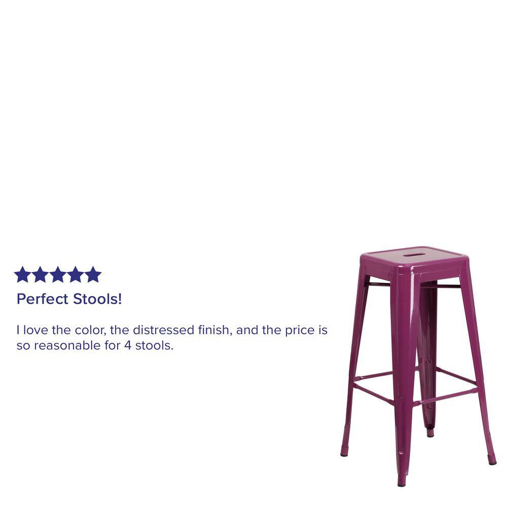 30'' Purple Metal Indoor-Outdoor Stackable Barstool