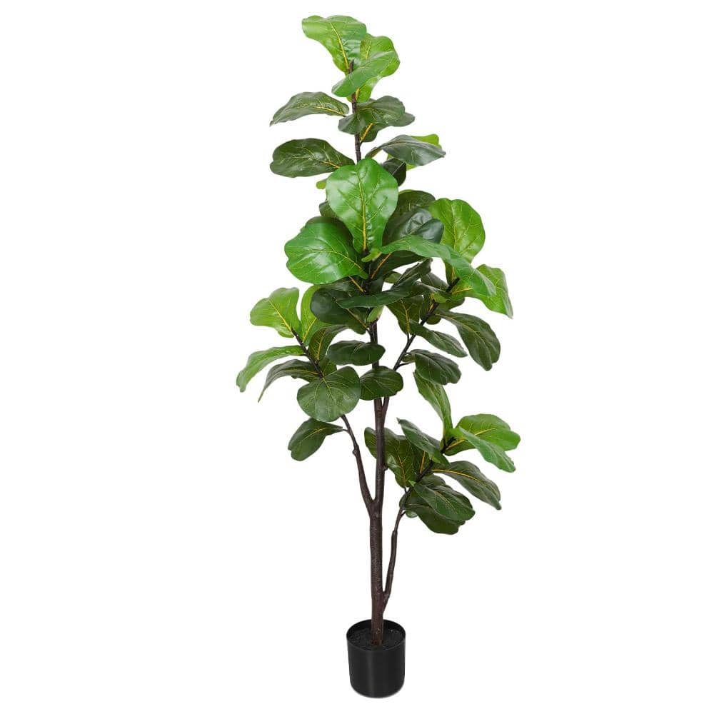 6 ft Artificial Fiddle Leaf Fig Tree with Pot, Realistic Faux Indoor Outdoor Decor for Home or Office