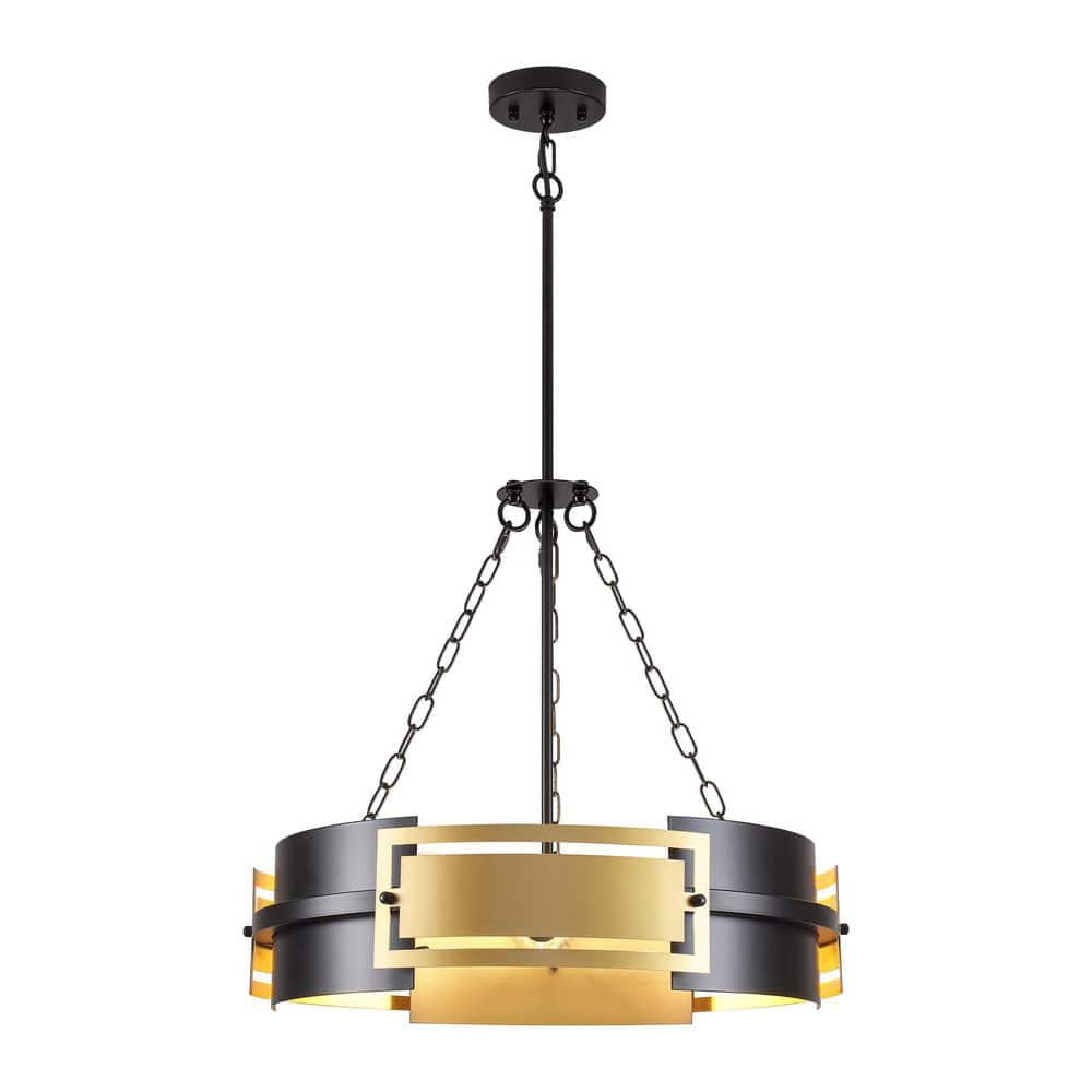 5-Light Black & Gold Drum Farmhouse Pendant Light Adjustable Height Chandelier for Dining Room Kitchen Living Room price history on PriceWatchPro