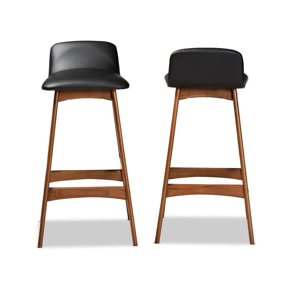 Baxton Studio Darrin 29.9 in. Black and Walnut Brown Bar Stool