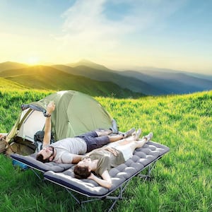 Folding Camping Cots for Adults with 2-Sided Cushion, Cots for Sleeping, Folding Cot with Carry Bag, 880LBS (Max Load)