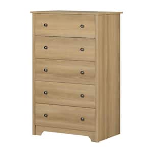 Vito Natural Ash 5-Drawer 31.25 in. Chest of Drawers