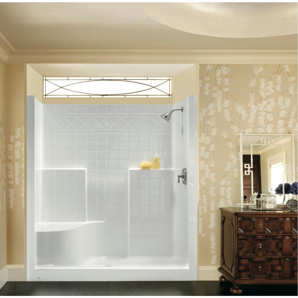 Everyday 60 in. x 36 in. x 76 in. 1-Piece Shower Stall with Left Seat and C