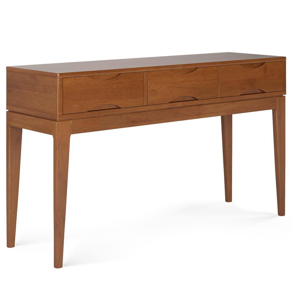 Teak Brown Solid Hardwood 54" Console Table with Storage