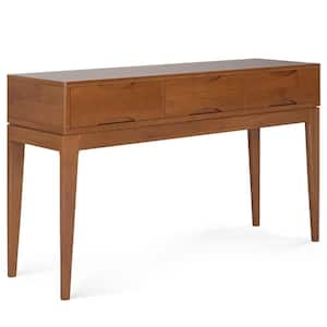 Harper 54 in. Teak Brown Rectangle Solid Hardwood Console Table