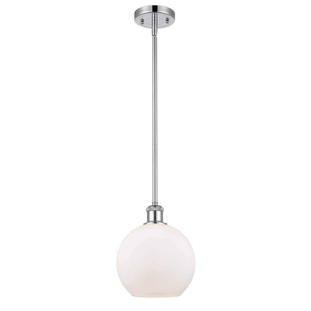Innovations Athens 1-Light Polished Chrome Shaded Pendant Light with Matte White Glass Shade