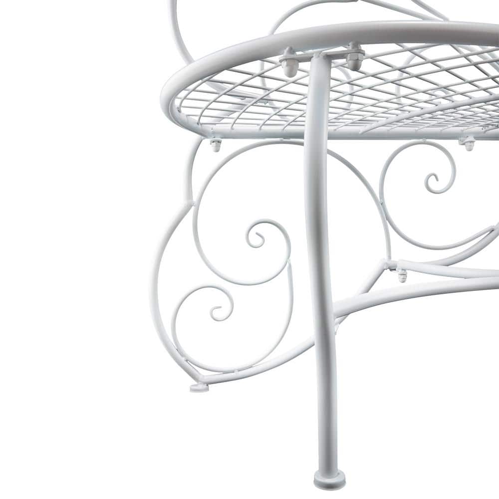 Charming Alpine 62" White Metal Butterfly-Shaped Garden Bench