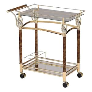 Helmut Gold Plated and Clear Glass - Tempered Serving Cart