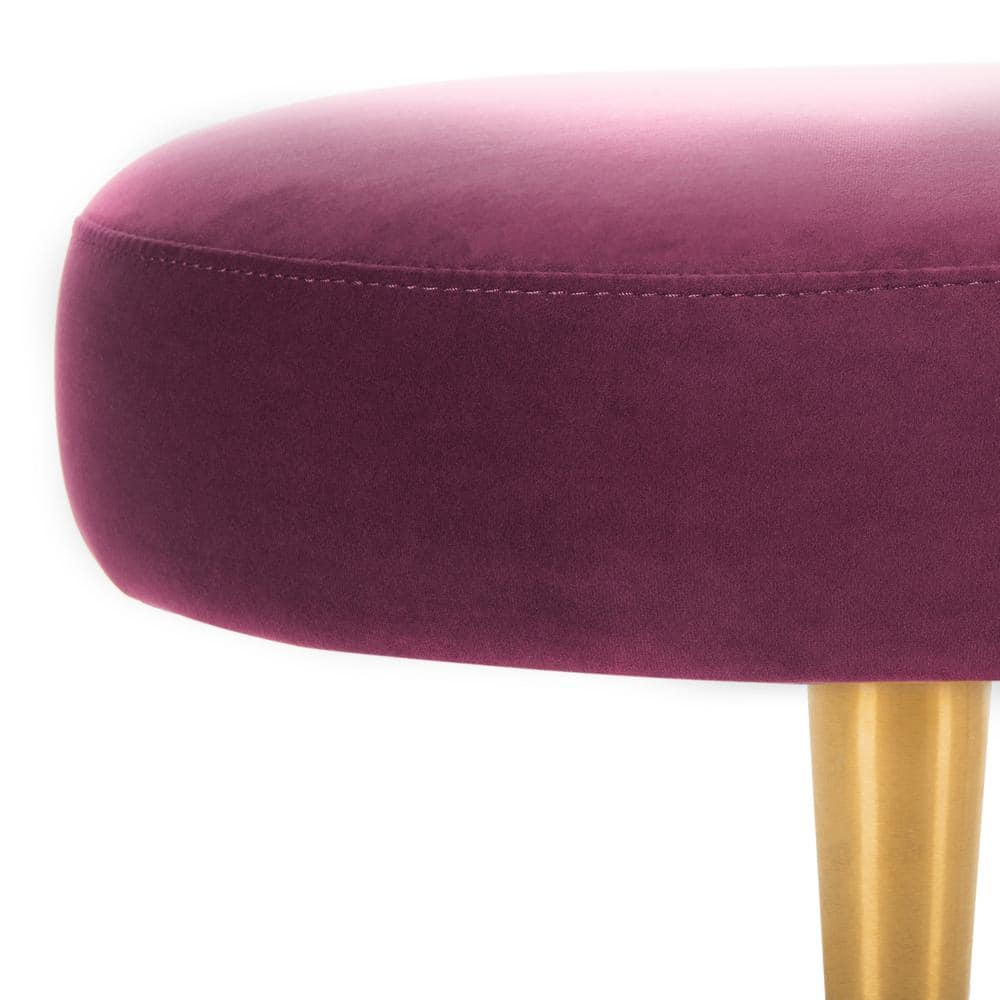 Transitional Plum Velvet Oval Bench with Retro Gold Legs