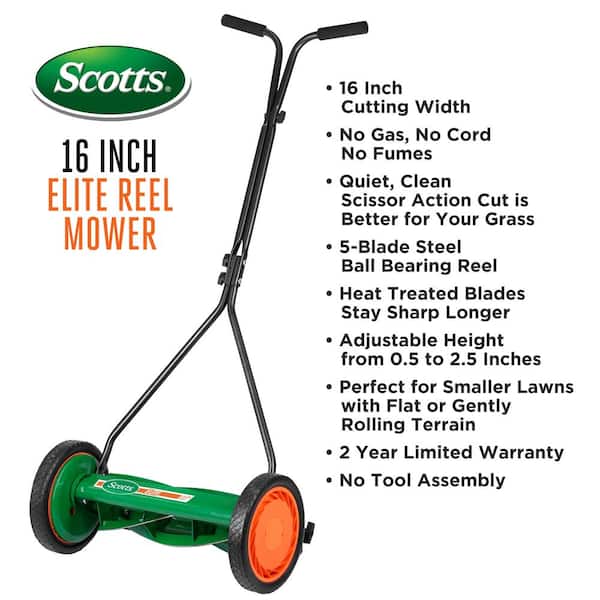 Scotts Scott's 16 in. Manual Walk Behind Push Reel Lawn Mower 415-16S - The  Home Depot
