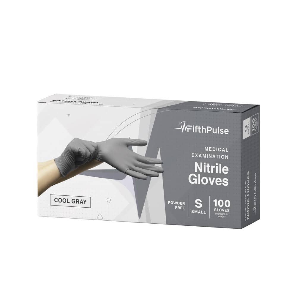 Small Nitrile Exam Latex Free and Powder Free Gloves in Cool Gray - (100-Co