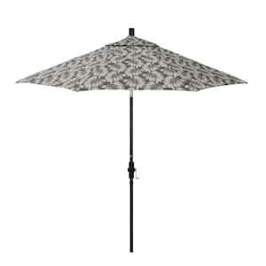 9 ft. Bronze Aluminum Market Patio Umbrella with Fiberglass Ribs Crank and Collar Tilt in Palm Graphite Pacifica Premium