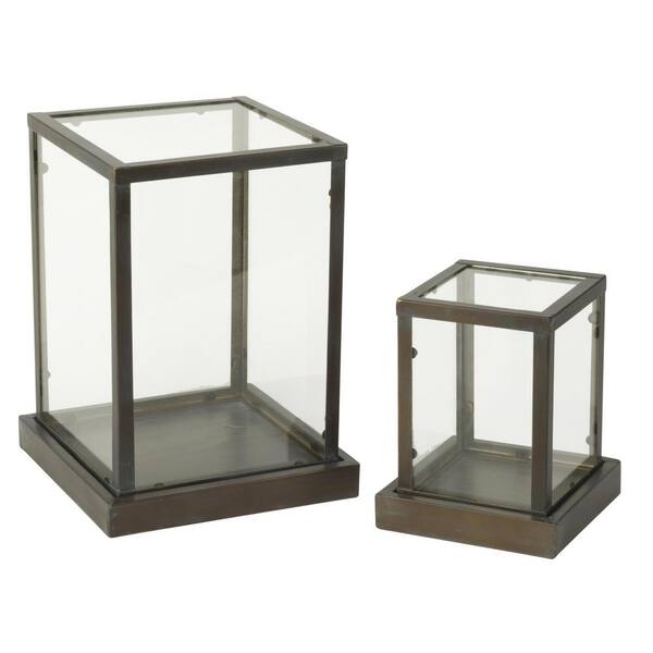 TRIPAR INTERNATIONAL, INC. Dark Pewter Green Glass & Metal Display Boxes (Set of 2)