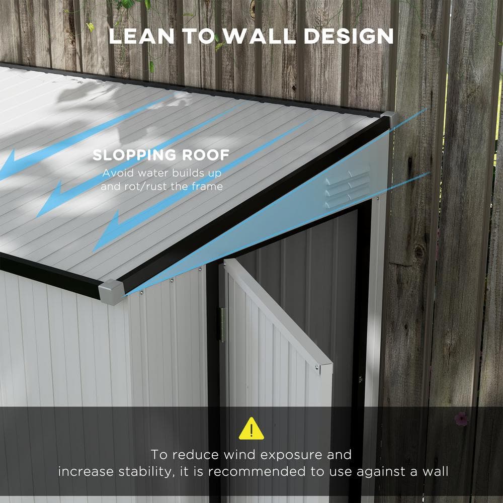 White 4' x 8' Galvanized Steel Lean-to Storage Shed