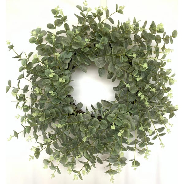 Glitzhome 26 in. D 3D Printing Dollar Leaf Artificial Christmas Wreath