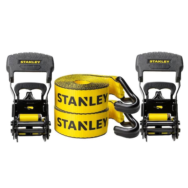 Stanley 1.5 in. x 16 ft. Ratchet Straps 3300 lbs. Break Strength (2-Pack)