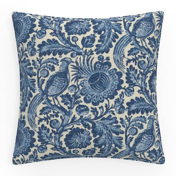 Pillow Perfect Floral 25 in W x 5 in H Outdoor Floor Throw Pillows 1-Count in Tucker Resist Indigo